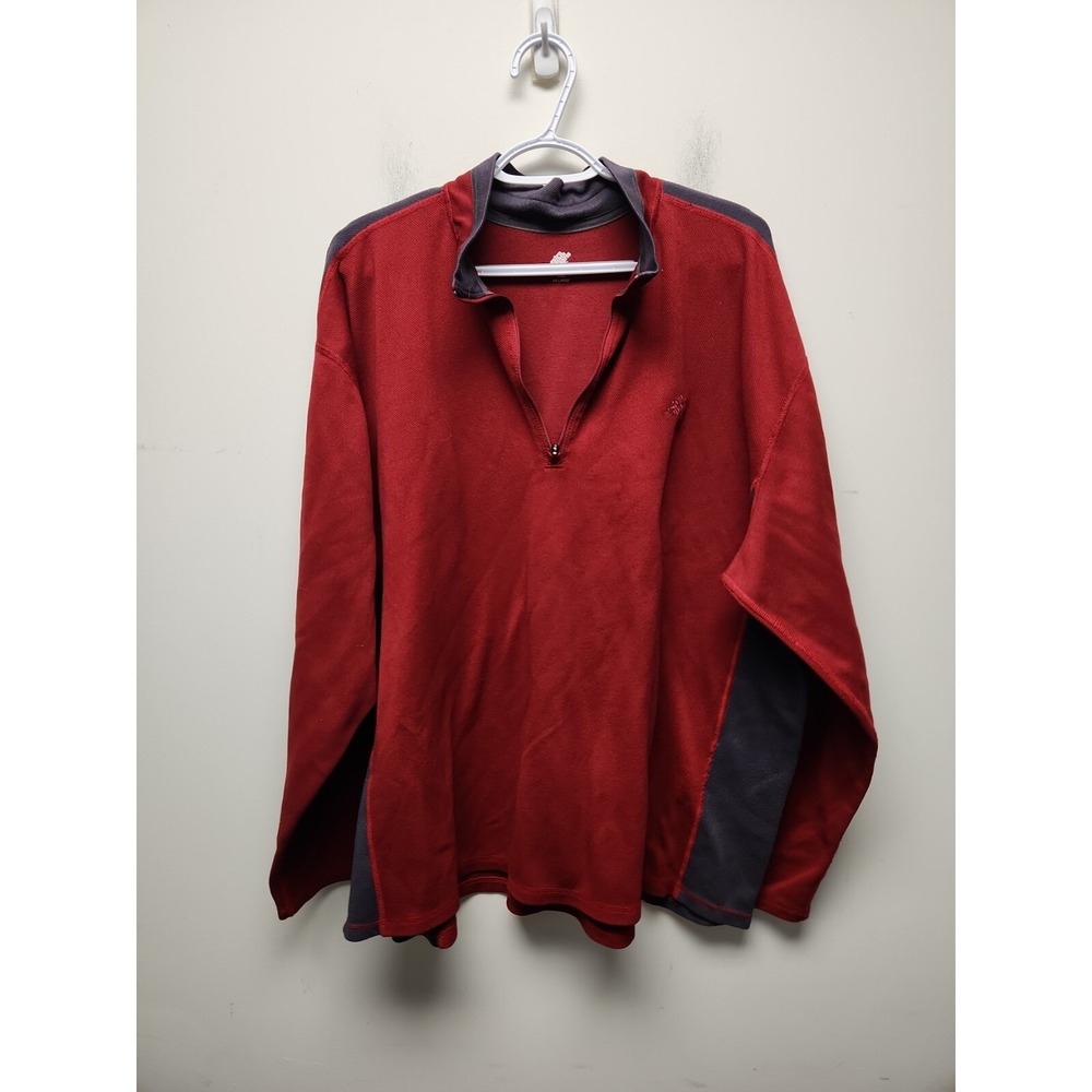 Eastern Mountain Sports Base Layer Mens XXL Tech Wick Red Mock Neck Quarter Zip‎